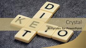  Presentation with ketogenic diet - Colorful PPT theme enhanced with keto-diet-concept-crossword backdrop and a soft green colored foreground