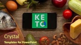  Presentation with keto - Presentation design enhanced with keto-diet-recipes-logo-app background and a tawny brown colored foreground
