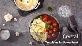  Presentation with keto - Colorful PPT layouts enhanced with keto-paleo-diet-lunch-mashed backdrop and a dark gray colored foreground