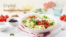  Presentation with keto - PPT theme enhanced with keto paleo zoodles bolognese zucchini noodles with meat sauce and parmesan background and a cream colored foreground