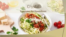  Presentation with keto - Beautiful PPT theme featuring keto paleo zoodles bolognese zucchini noodles with meat sauce and parmesan backdrop and a lemonade colored foreground