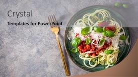  Presentation with keto - Cool new slide deck with keto-paleo-zoodles-bolognese-zucchini backdrop and a light gray colored foreground