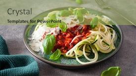  Presentation with keto - Amazing slide set having keto-paleo-zoodles-bolognese-zucchini backdrop and a yellow colored foreground
