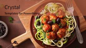  Presentation with noodles - Presentation design with keto paleo zoodles zucchini noodles background and a red colored foreground