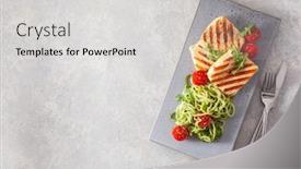  Presentation with ketogenic diet - Colorful PPT theme enhanced with ketogenic-paleo-diet-lunch-halloumi backdrop and a light gray colored foreground