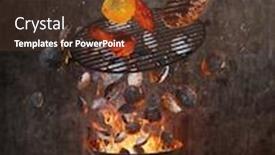  Presentation with steaks - Audience pleasing slides consisting of kettle-grill-with-hot-briquettes backdrop and a tawny brown colored foreground