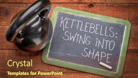  Presentation with personal training - Slide set enhanced with kettlebells-swing-into-shape-motivational background and a tawny brown colored foreground