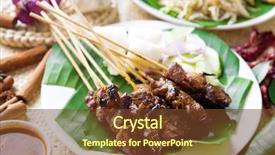  Presentation with sate - Amazing presentation theme having ketupat malaysia or indonesia food backdrop and a tawny brown colored foreground