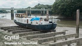  Presentation with old london - Colorful slide deck enhanced with kew garden - old boat on dry dock backdrop and a  colored foreground