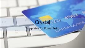  Presentation with credit card fraud fraud - Beautiful slides featuring key accounts sales - credit card on keyboard close backdrop and a  colored foreground
