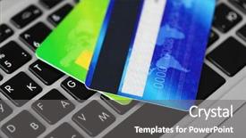  Presentation with keyboard - PPT theme consisting of key accounts sales - credit cards on keyboard close background and a  colored foreground