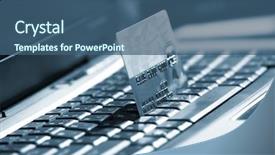  Presentation with creditcard - Presentation having key accounts sales - creditcard ready for payment background and a  colored foreground