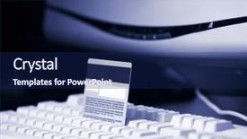  Presentation with creditcard - Presentation enhanced with key accounts sales - creditcard ready for payment background and a  colored foreground