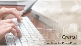  Presentation with sales - Beautiful slide deck featuring key accounts sales - hands typing on keyboard backdrop and a soft green colored foreground