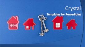  Presentation with realtor - Colorful presentation theme enhanced with key-and-house-shaped-keychain backdrop and a teal colored foreground