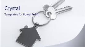  Presentation with house key - PPT theme featuring key and keychain background and a sky blue colored foreground