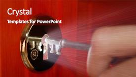  Presentation with keyhole - Presentation consisting of key and keyhole with light coming from it background and a crimson colored foreground