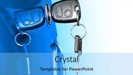  Presentation with car picture - Cool new PPT theme with key at car doors closeup backdrop and a light blue colored foreground