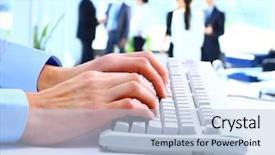  Presentation with keyboard - Colorful presentation design enhanced with key board - hands on keyboard backdrop and a light blue colored foreground