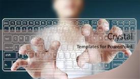  Presentation with keyboard - PPT theme with key board - hands on keyboard background and a  colored foreground
