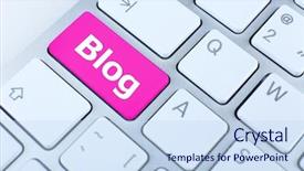  Presentation with blog - Presentation theme with key business skills - close up of blog keyboard background and a sky blue colored foreground