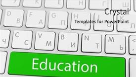  Presentation with history of education - Cool new PPT theme with key business skills - close up of education keyboard backdrop and a light gray colored foreground