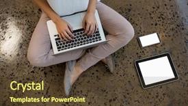  Presentation with creative - Cool new PPT layouts with key business skills - low section of young woman backdrop and a tawny brown colored foreground