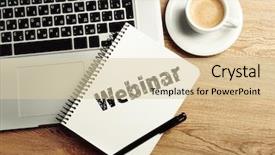  Presentation with pen laptop coffee cup clips - Beautiful PPT theme featuring key business skills - webinar written in notebook laptop backdrop and a lemonade colored foreground