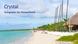  Presentation with nata de coco tropical fruit - Audience pleasing presentation consisting of key cayo coco in cuba backdrop and a sky blue colored foreground