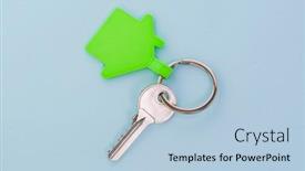  Presentation with green real estate - Presentation with key-chain-with-green-house background and a light blue colored foreground