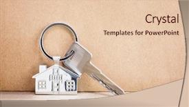  Presentation with house key - Beautiful slide deck featuring key chain with house symbol backdrop and a lemonade colored foreground