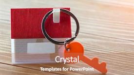  Presentation with house key - Beautiful PPT theme featuring key chain with house symbol backdrop and a coral colored foreground