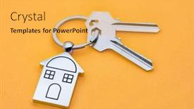  Presentation with house key - Audience pleasing presentation design consisting of keys on yellow background backdrop and a yellow colored foreground