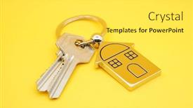  Presentation with house key - Theme featuring key-chain-with-house-symbol background and a yellow colored foreground