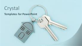  Presentation with house key - Beautiful slides featuring key-chain-with-house-symbol backdrop and a sky blue colored foreground