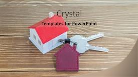  Presentation with house key - PPT theme consisting of key-chain-with-house-symbol background and a mint green colored foreground