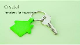  Presentation with house key - Presentation consisting of key-chain-with-house-symbol background and a soft green colored foreground
