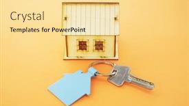  Presentation with house key - Amazing PPT theme having key-chain-with-house-symbol backdrop and a blonde colored foreground