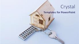  Presentation with house key - Slide set with key-chain-with-house-symbol background and a sky blue colored foreground