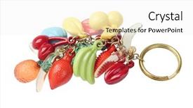  Presentation with leafy greens and fruit - PPT theme featuring key chain with plastic fruit background and a white colored foreground