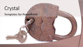  Presentation with padlock - Beautiful PPT theme featuring key dependencies - color photo of a padlock backdrop and a  colored foreground