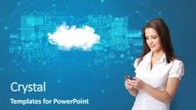  Presentation with cloud technology - Amazing slides having key findings - young smiling person presenting cloud backdrop and a ocean colored foreground