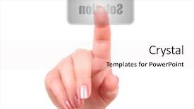  Presentation with problem solution 3d illustration - Colorful presentation design enhanced with key future - finger on button solution backdrop and a  colored foreground