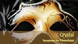  Presentation with gold black - Beautiful PPT theme featuring key gold - carnival mask on black silk backdrop and a tawny brown colored foreground