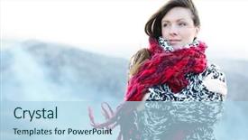  Presentation with outdoors - Presentation theme enhanced with key happy life - beautiful woman relaxing outdoors background and a light blue colored foreground