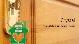  Presentation with lock key - Audience pleasing presentation theme consisting of key in a lock backdrop and a yellow colored foreground