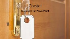  Presentation with lock key - Presentation design consisting of key in door lock background and a coral colored foreground