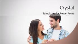  Presentation with key - Cool new theme with couple holding key in front backdrop and a white colored foreground