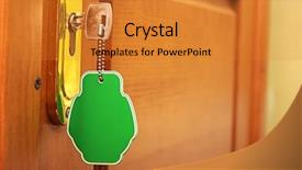  Presentation with keyhole - Presentation design featuring key in keyhole with blank label background and a gold colored foreground