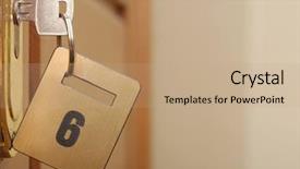  Presentation with keyhole - Slide set having key in keyhole with numbered background and a coral colored foreground